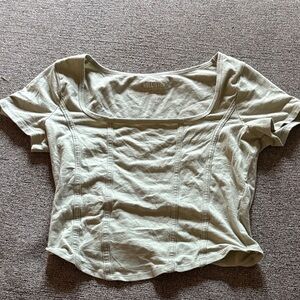 Hollister Women's Light Olive Short Sleeve Top